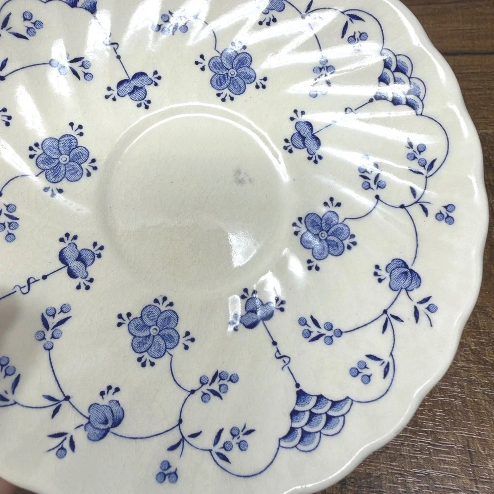 Vintage Blue White Myott Finlandia & Churchill Saucers Set 3 England